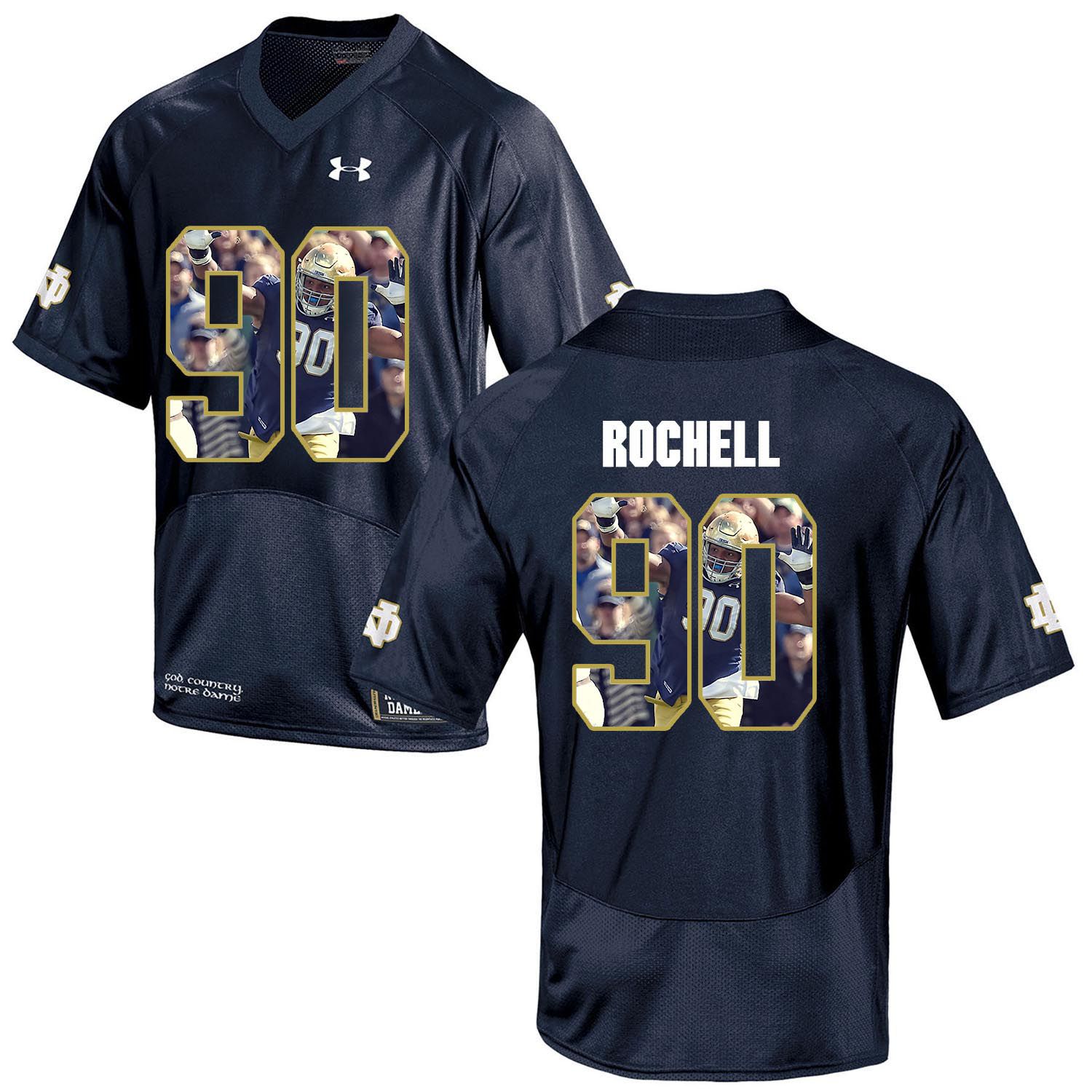 Men Norte Dame Fighting Irish #90 Rochell Navy Blue Fashion Edition Customized NCAA Jerseys